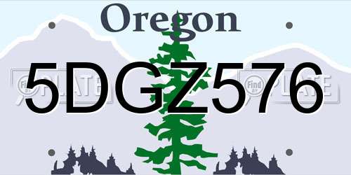 5DGZ576 Oregon License Plate