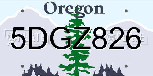 5DGZ826 Oregon License Plate