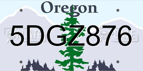 5DGZ876 Oregon License Plate