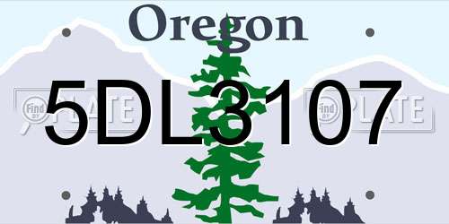 5DL3107 Oregon License Plate