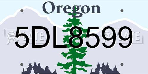 5DL8599 Oregon License Plate