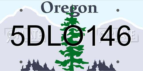 5DLO146 Oregon License Plate