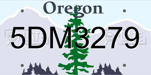 5DM3279 Oregon License Plate