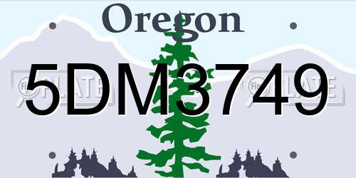 5DM3749 Oregon License Plate