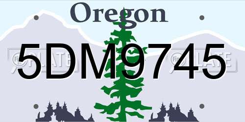 5DM9745 Oregon License Plate