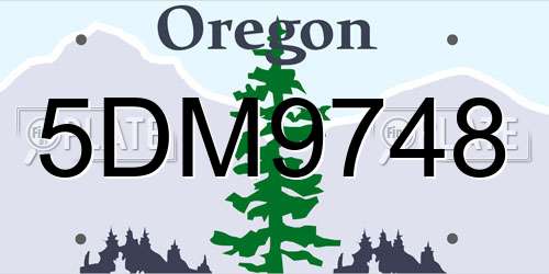 5DM9748 Oregon License Plate