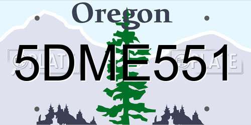 5DME551 Oregon License Plate