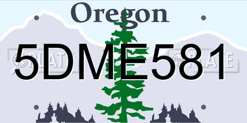 5DME581 Oregon License Plate