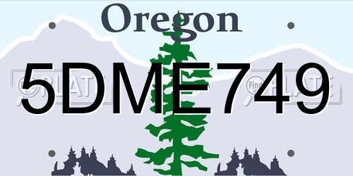 5DME749 Oregon License Plate