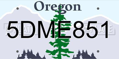 5DME851 Oregon License Plate