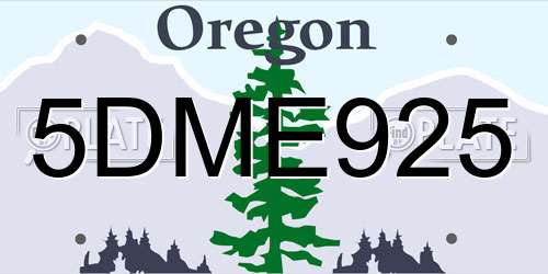 5DME925 Oregon License Plate