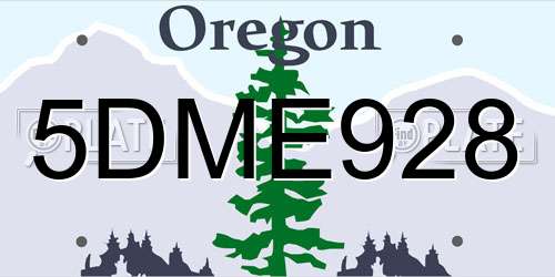 5DME928 Oregon License Plate