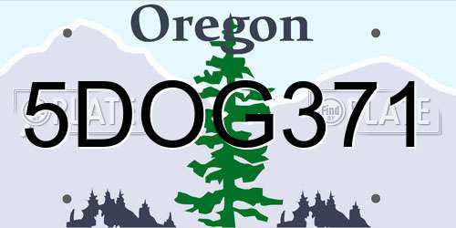 5DOG371 Oregon License Plate