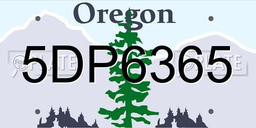 5DP6365 Oregon License Plate