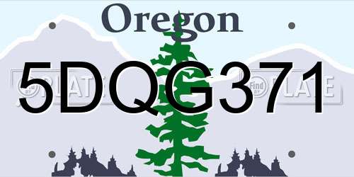 5DQG371 Oregon License Plate