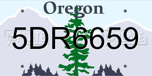 5DR6659 Oregon License Plate