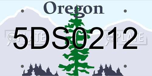 5DS0212 Oregon License Plate