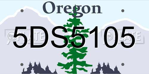 5DS5105 Oregon License Plate
