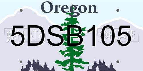 5DSB105 Oregon License Plate