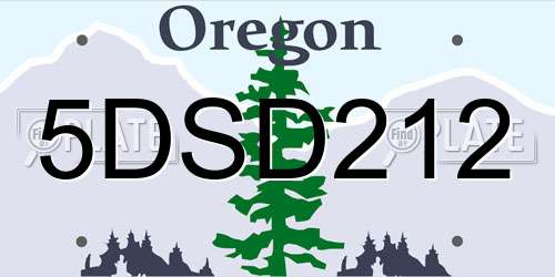 5DSD212 Oregon License Plate