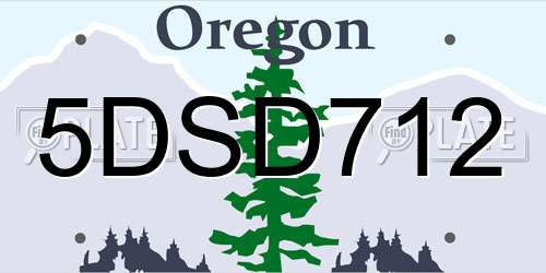 5DSD712 Oregon License Plate