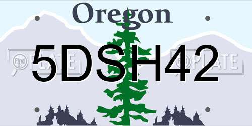 5DSH42 Oregon License Plate