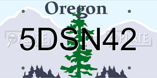 5DSN42 Oregon License Plate