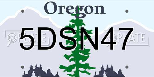 5DSN47 Oregon License Plate