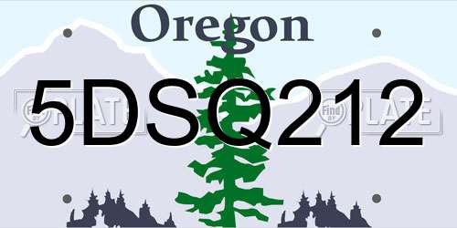 5DSQ212 Oregon License Plate