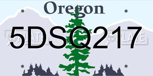 5DSQ217 Oregon License Plate