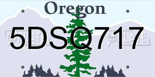 5DSQ717 Oregon License Plate
