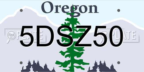 5DSZ50 Oregon License Plate