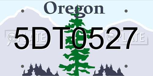 5DT0527 Oregon License Plate