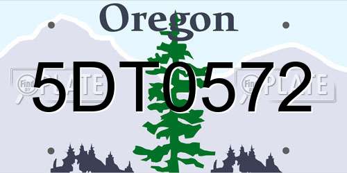 5DT0572 Oregon License Plate
