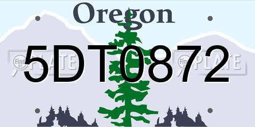 5DT0872 Oregon License Plate