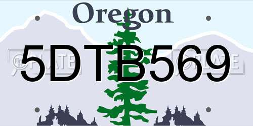 5DTB569 Oregon License Plate