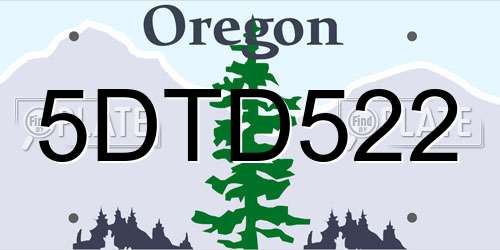 5DTD522 Oregon License Plate