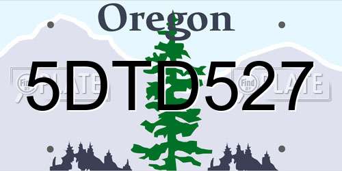5DTD527 Oregon License Plate