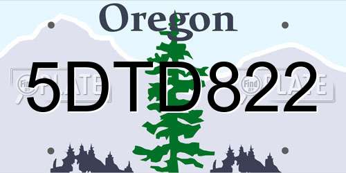 5DTD822 Oregon License Plate