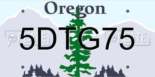 5DTG75 Oregon License Plate