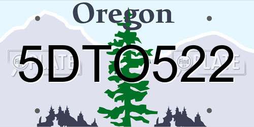5DTO522 Oregon License Plate