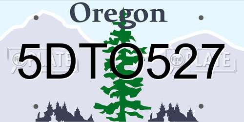 5DTO527 Oregon License Plate