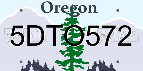 5DTO572 Oregon License Plate