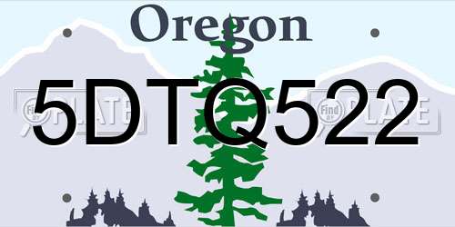 5DTQ522 Oregon License Plate