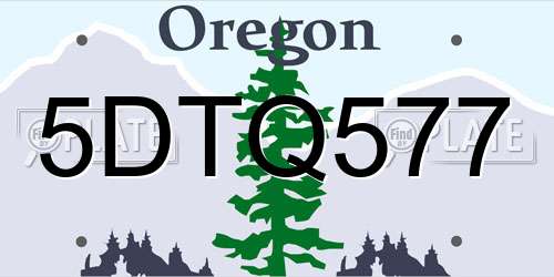 5DTQ577 Oregon License Plate