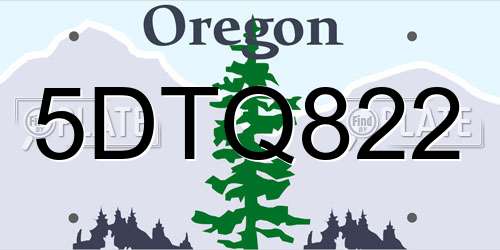5DTQ822 Oregon License Plate
