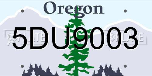 5DU9003 Oregon License Plate