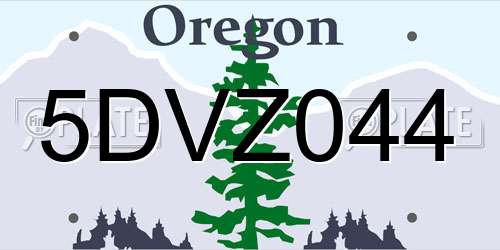 5DVZ044 Oregon License Plate