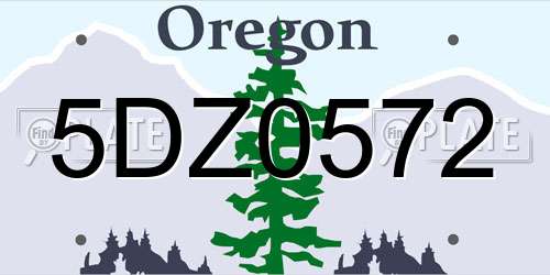 5DZ0572 Oregon License Plate