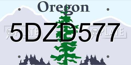 5DZD577 Oregon License Plate
